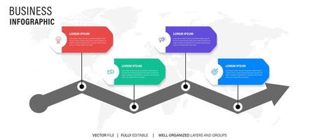 Line step infographic. 4 options workflow diagram, circle timeline number infograph, process steps chart. Linear vector infographics. Process order infographic arrow and steps point illustration