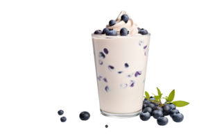 Refreshing Blueberry Vanilla Latte in Glass On Transparent Background. png