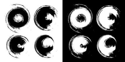 set of black and white brush stroke round circle, set of black and white stains, set of black and white vector scribble round circle icons frame brush stroke vector illustration,