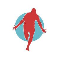 a man running in a circle with a red background vector