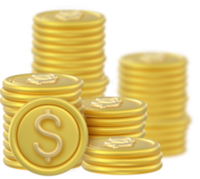 3D Token Coin Icons stack png