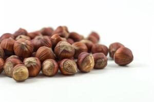 Raw Hazelnuts Isolated on White Background photo