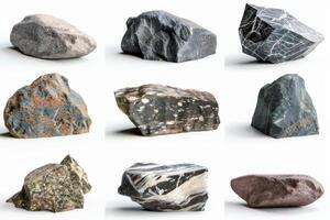 Collection of Precious Stones Isolated on White Background photo