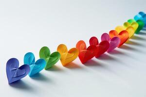 Colorful Assortment of Rainbow Papers Studio Shot Isolated on White Background photo
