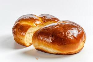 Freshly Sliced Sweet Bun Isolated on White Background photo