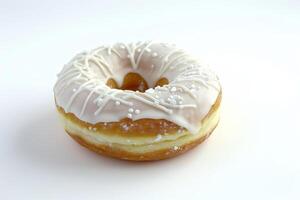 Frosted Donut with Sprinkles Isolated on White Background photo