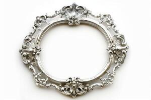 Ornate Silver and Gold Border Frame Isolated on White Background photo