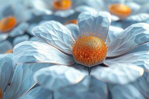White hexagons with a style reminiscent of beautiful convex modules with gold and silver petals. three-dimensional drawing. superior photos for the web and print