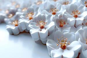 White hexagons with a style reminiscent of beautiful convex modules with gold and silver petals. three-dimensional drawing. superior photos for the web and print