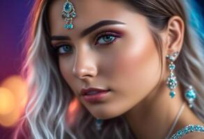 A Portrait Of Breathtakingly Gorgeous, Exotic, Beautiful Woman. photo