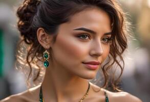 A Portrait Of Breathtakingly Gorgeous, Exotic, Beautiful Woman. photo