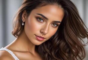 A Portrait Of Breathtakingly Gorgeous, Exotic, Beautiful Woman. photo