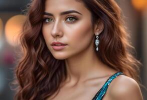 A Portrait Of Breathtakingly Gorgeous, Exotic, Beautiful Woman. photo