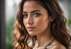 A Portrait Of Breathtakingly Gorgeous, Exotic, Beautiful Woman. photo