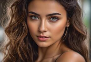 A Portrait Of Breathtakingly Gorgeous, Exotic, Beautiful Woman. photo
