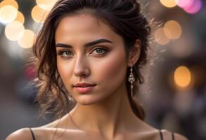 A Portrait Of Breathtakingly Gorgeous, Exotic, Beautiful Woman. photo