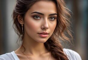 A Portrait Of Breathtakingly Gorgeous, Exotic, Beautiful Woman. photo