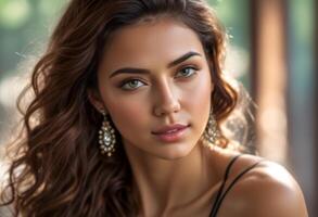 A Portrait Of Breathtakingly Gorgeous, Exotic, Beautiful Woman. photo