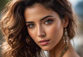 A Portrait Of Breathtakingly Gorgeous, Exotic, Beautiful Woman. photo