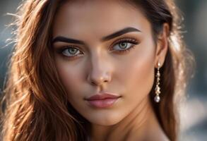 A Portrait Of Breathtakingly Gorgeous, Exotic, Beautiful Woman. photo