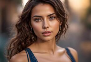 A Portrait Of Breathtakingly Gorgeous, Exotic, Beautiful Woman. photo