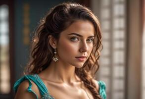 A Portrait Of Breathtakingly Gorgeous, Exotic, Beautiful Woman. photo