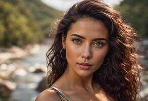 A Portrait Of Breathtakingly Gorgeous, Exotic, Beautiful Woman. photo