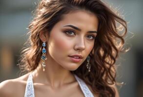 A Portrait Of Breathtakingly Gorgeous, Exotic, Beautiful Woman. photo