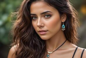 A Portrait Of Breathtakingly Gorgeous, Exotic, Beautiful Woman. photo