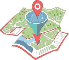 a map with a geolocation marker The map is open vector
