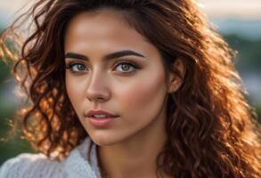 A Portrait Of Breathtakingly Gorgeous, Exotic, Beautiful Woman. photo