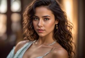 A Portrait Of Breathtakingly Gorgeous, Exotic, Beautiful Woman. photo