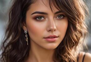 A Portrait Of Breathtakingly Gorgeous, Exotic, Beautiful Woman. photo