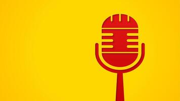 A red microphone on a yellow background. Concept illustration about podcasts, interviews, entertainment, or voting rights vector