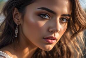 A Portrait Of Breathtakingly Gorgeous, Exotic, Beautiful Woman. photo