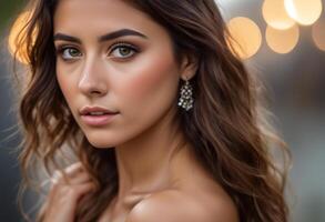A Portrait Of Breathtakingly Gorgeous, Exotic, Beautiful Woman. photo