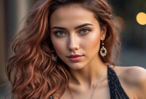 A Portrait Of Breathtakingly Gorgeous, Exotic, Beautiful Woman. photo
