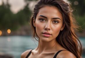 A Portrait Of Breathtakingly Gorgeous, Exotic, Beautiful Woman. photo