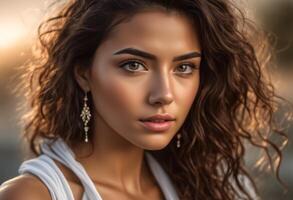 A Portrait Of Breathtakingly Gorgeous, Exotic, Beautiful Woman. photo