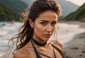 A Portrait Of Breathtakingly Gorgeous, Exotic, Beautiful Woman. photo