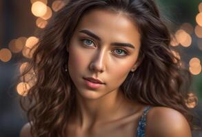 A Portrait Of Breathtakingly Gorgeous, Exotic, Beautiful Woman. photo