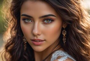 A Portrait Of Breathtakingly Gorgeous, Exotic, Beautiful Woman. photo