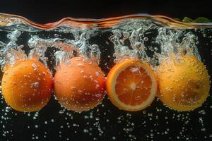 A fresh fruits or vegetables with water droplets creating a splash advertising food photography photo