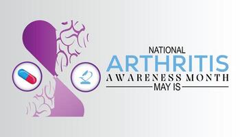 Arthritis Awareness Month observed every year in May. Template for background, banner, card, poster with text inscription. vector