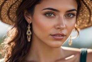 A Portrait Of Breathtakingly Gorgeous, Exotic, Beautiful Woman. photo