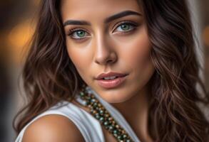 A Portrait Of Breathtakingly Gorgeous, Exotic, Beautiful Woman. photo