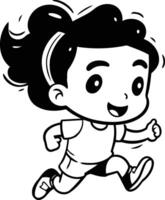 Running Girl - Cartoon Illustration of a Cute Little Girl Running vector