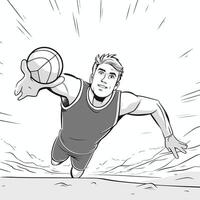 Man playing basketball of a young man playing basketball. vector