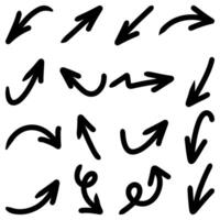 Set of Hand drawn arrows doodle on white background. design element illustration. vector
