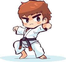 Taekwondo boy in kimono. vector